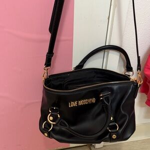 Love Moschino Black Satchel with Gold Hardware